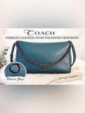 👜 Coach Pebbled Leather Chain Crossbody – Teal 💙